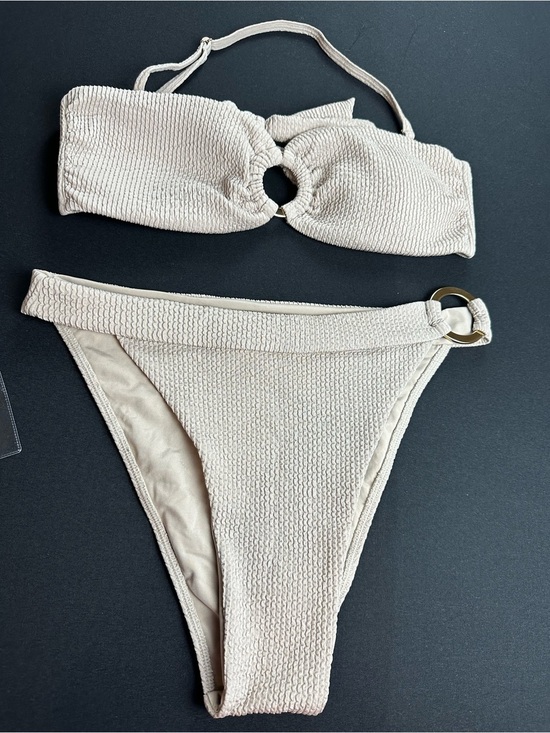 Monday Swimwear Other - Monday Swimwear Crinkle Tan Bikini Top M Bottom L Ring Detail